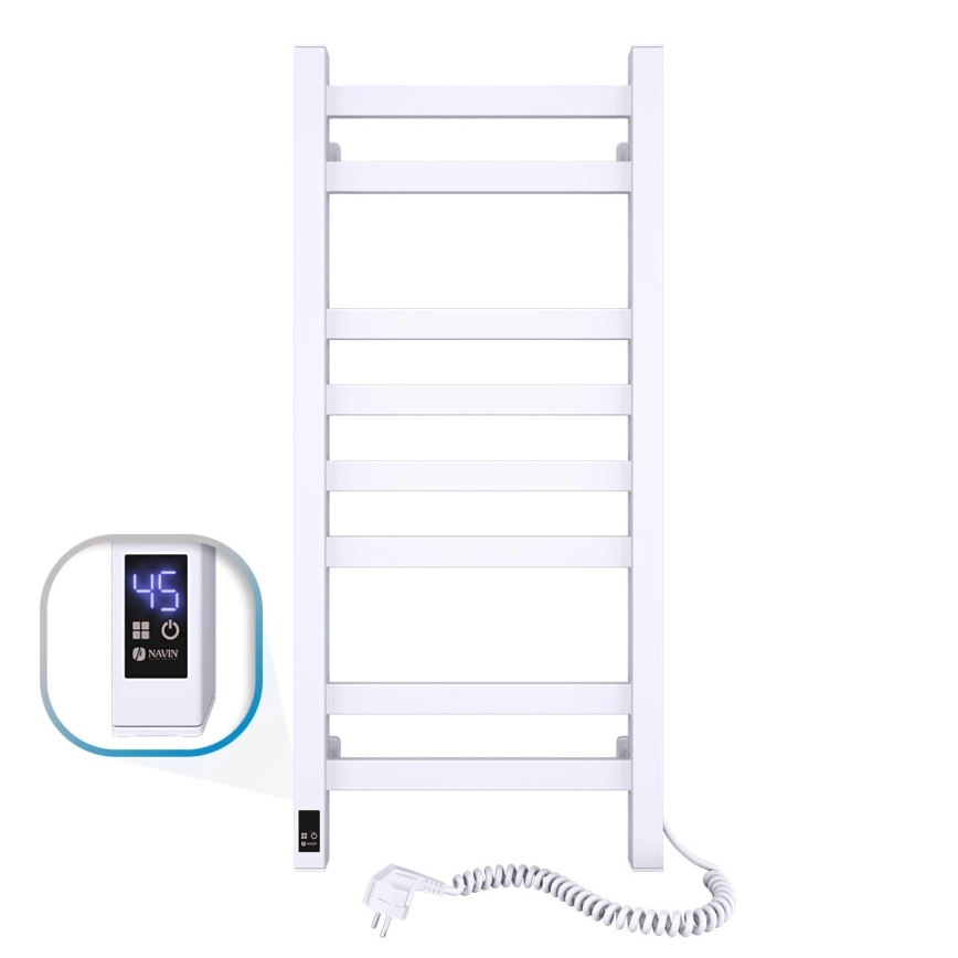 Radiateur sèche-serviettes pour salle de bains avec thermostat AVANGARD 251 W/230 V 80,6 cm IP44, blanc, raccordement côté droit, design rectangulaire