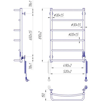 Radiateur sèche-serviettes de salle de bains LUX 105W/230V 81x52 cm inox/blanc droit