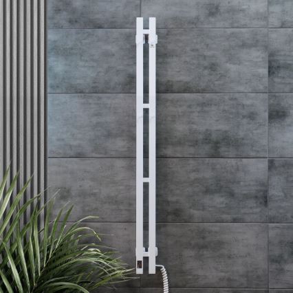 Radiateur sèche-serviettes électrique avec thermostat SILOUETTE 187W/230V 120,6 cm IP44 blanc droit carré