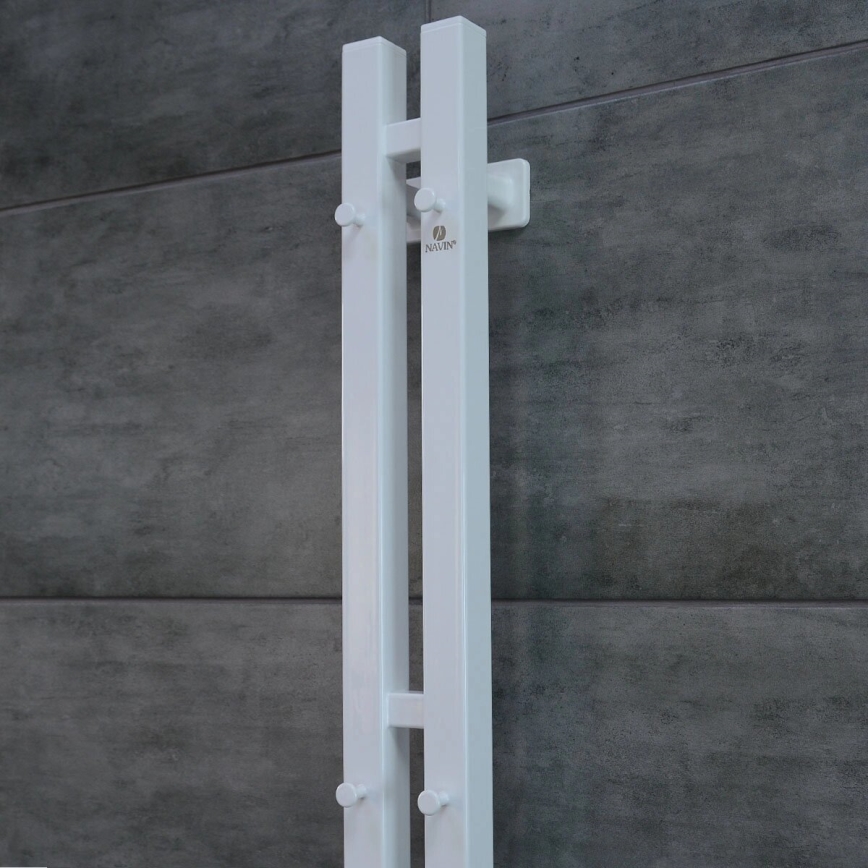 Radiateur sèche-serviettes électrique avec thermostat SILOUETTE 187W/230V 120,6 cm IP44 blanc droit carré
