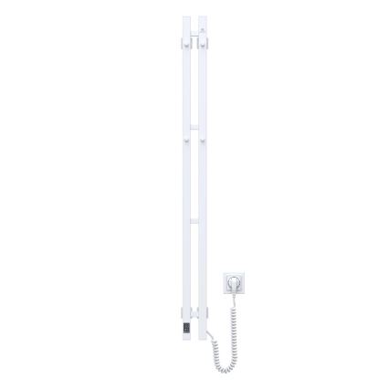 Radiateur sèche-serviettes électrique avec thermostat SILOUETTE 187W/230V 120,6 cm IP44 blanc droit carré