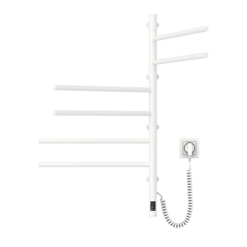Radiateur sèche-serviettes électrique rotatif avec thermostat ARABESQUE 196W/230V 81,8 cm IP44 blanc