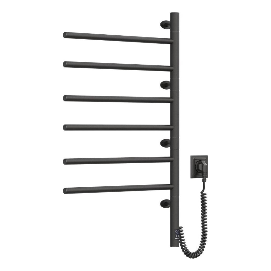 Radiateur sèche-serviettes électrique rotatif avec thermostat ARABESQUE 196W/230V 81,8 cm IP44 noir