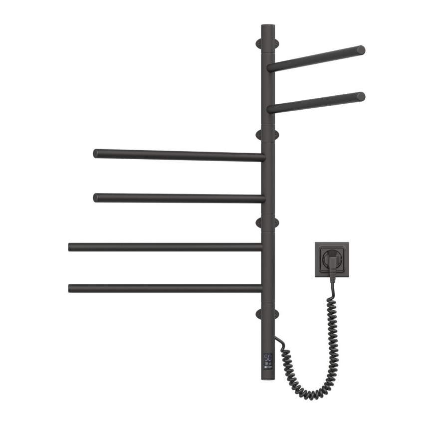 Radiateur sèche-serviettes électrique rotatif avec thermostat ARABESQUE 196W/230V 81,8 cm IP44 noir
