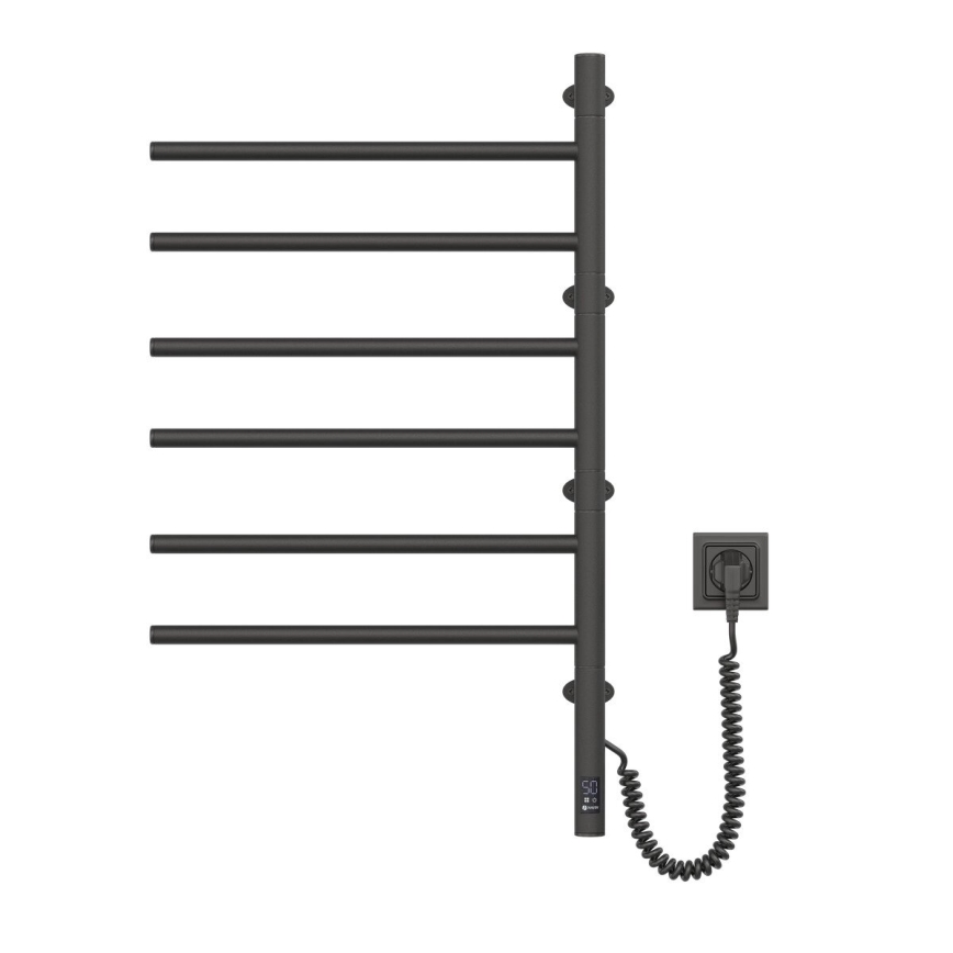 Radiateur sèche-serviettes électrique rotatif avec thermostat ARABESQUE 196W/230V 81,8 cm IP44 noir