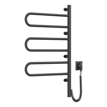 Radiateur sèche-serviettes électrique rotatif avec thermostat FOUETTE 185W/230V 81,8 cm IP44 noir