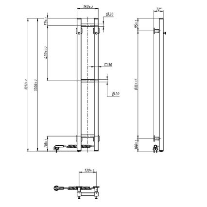 Radiateur sèche-serviettes électrique SILOUETTE 187W/230V 101,1 cm IP44 noir droit carré