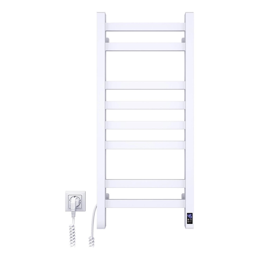 Radiateur sèche-serviettes pour salle de bains AVANGARD 251W/230V 80,6 cm IP44 blanc, gauche, à profil angulaire, avec thermostat