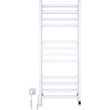 Radiateur sèche-serviettes pour salle de bains AVANGARD avec thermostat 459W/230V, 120,6 cm, IP44, blanc, raccordement gauche, profil carré