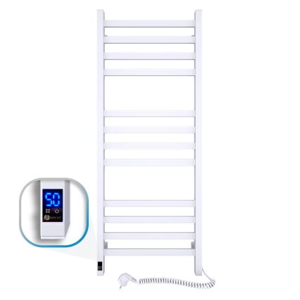 Sèche-serviettes pour salle de bains AVANGARD avec thermostat 459W/230V 120,6cm IP44, blanc, côté droit, rectangulaire