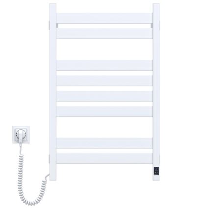 Sèche-serviettes LARGO pour salle de bains avec thermostat, 432W/230V, 80,6 cm, IP44, blanc, version gauche, profil carré