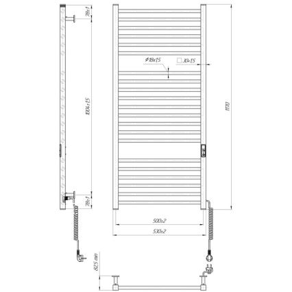 Radiateur sèche-serviettes pour salle de bains HF DERBY 255W/230V 117x53 cm noir
