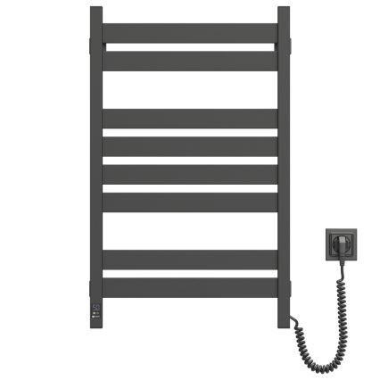 Sèche-serviettes de salle de bains avec thermostat LARGO 432W/230V 80,6 cm IP44, noir, version droite, profil carré