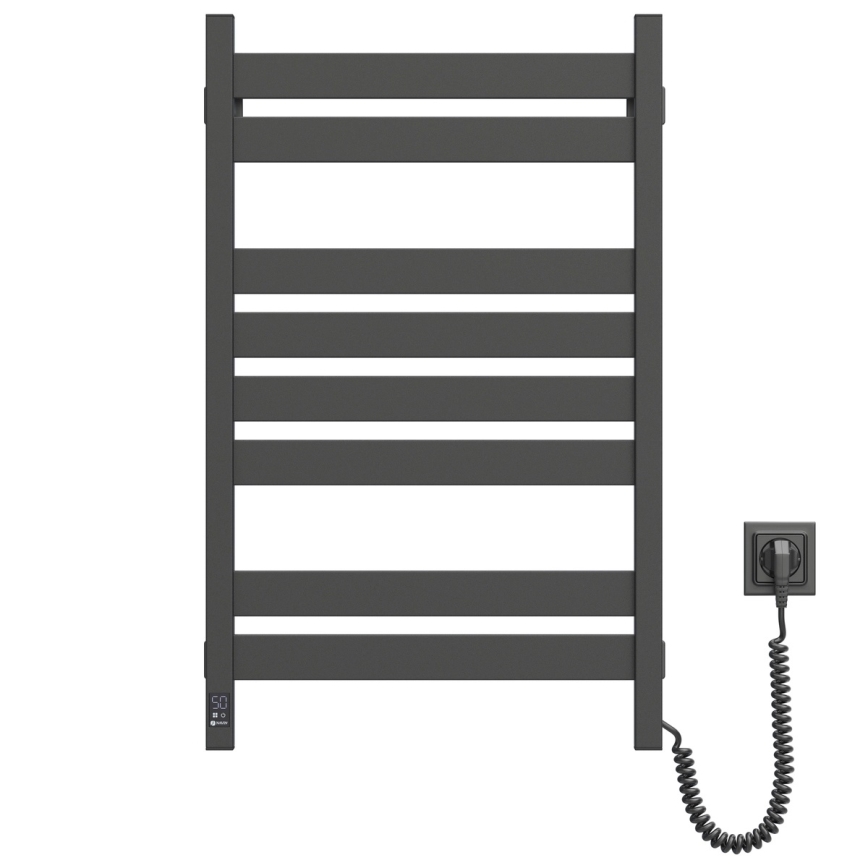 Sèche-serviettes de salle de bains avec thermostat LARGO 432W/230V 80,6 cm IP44, noir, version droite, profil carré