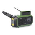 Radio DAB+/FM à manivelle avec panneau solaire et lampe torche LED 5V/2500 mAh vert/noir