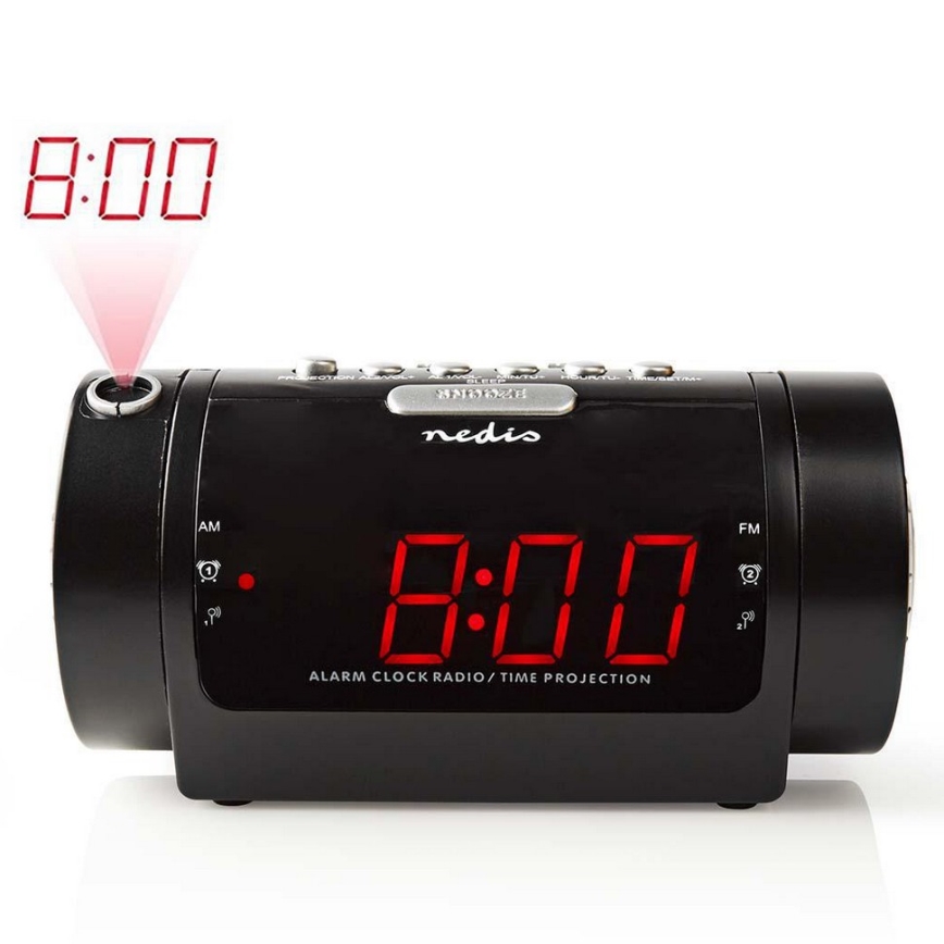 Radio-réveil avec affichage LED et projecteur 230V