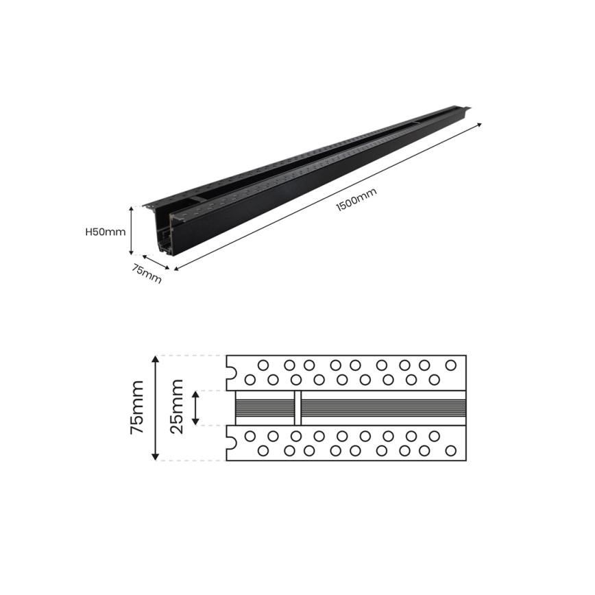 Rail sans connexion électrique MAGNETIC TRACK 1,5 m noir