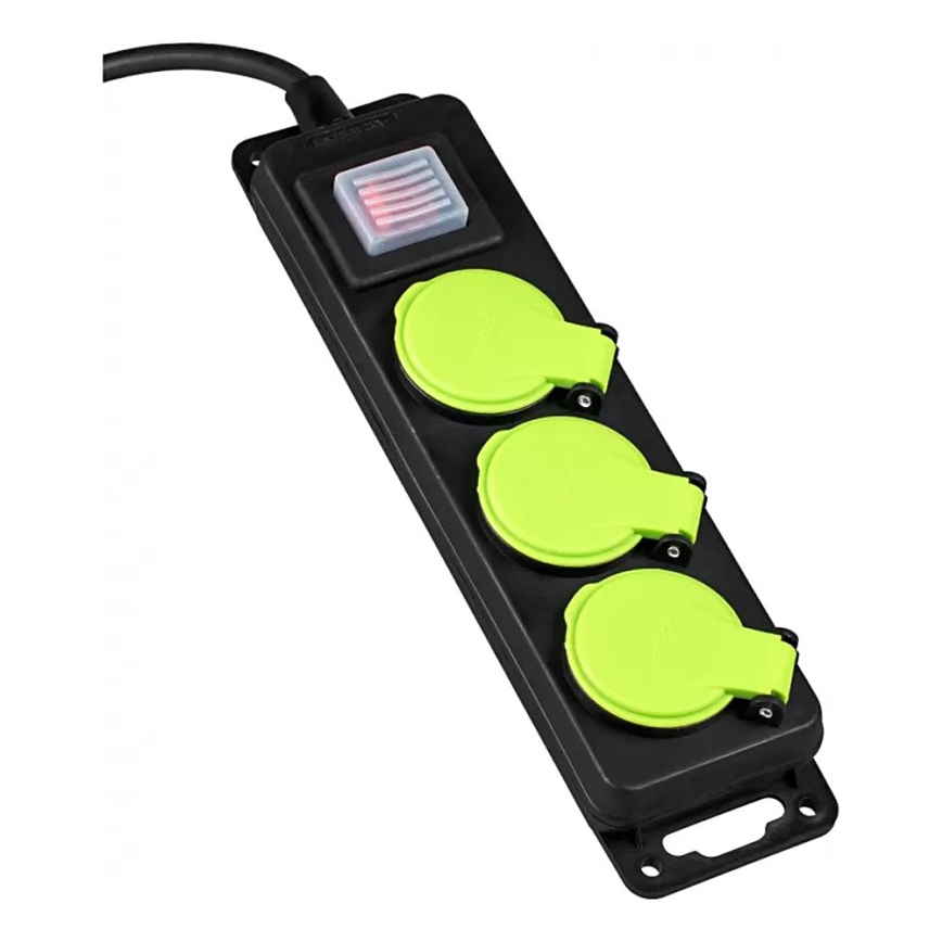 Rallonge 5 m avec interrupteur — 3 prises, IP44