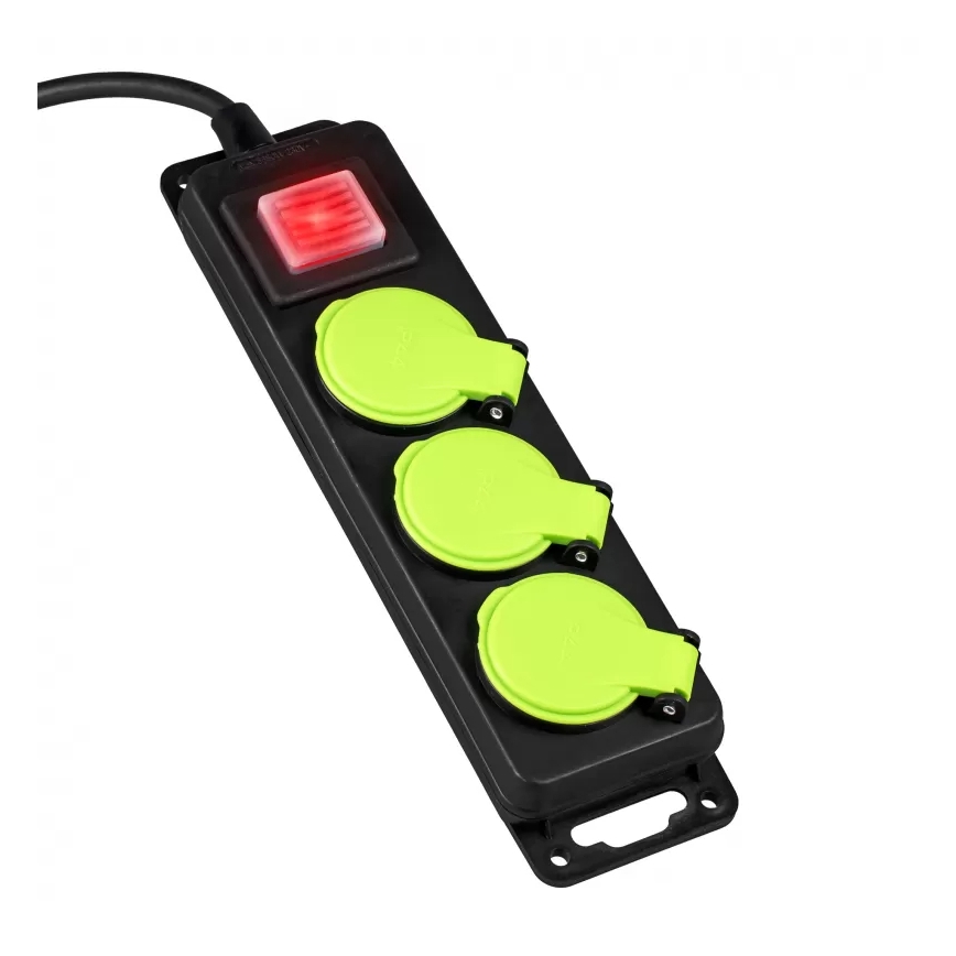 Rallonge 5 m avec interrupteur — 3 prises, IP44