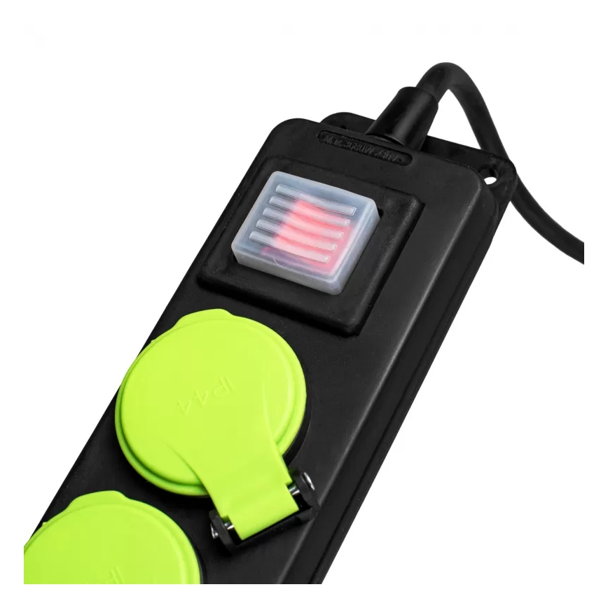 Rallonge 5 m avec interrupteur — 3 prises, IP44