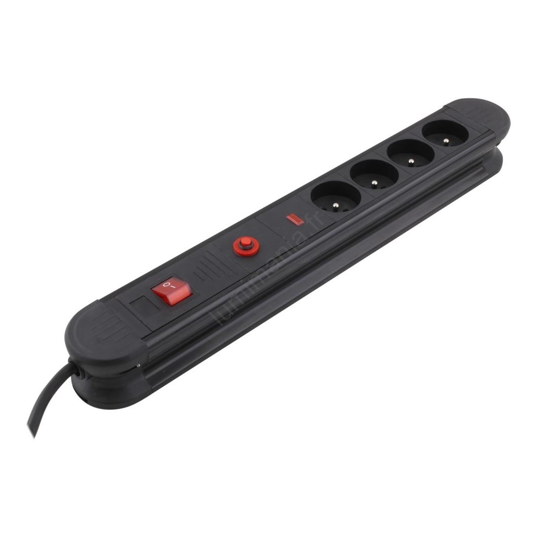 Rallonge 4x2P+T Surface avec inter, cordon 1,5m et disjoncteur+LED