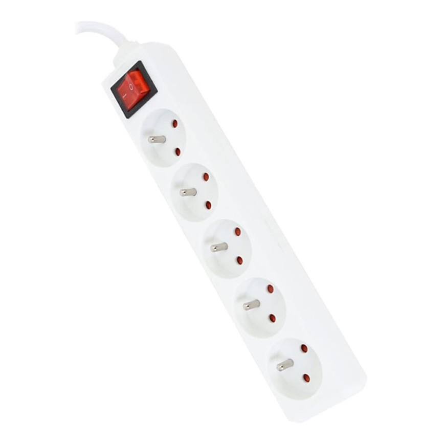 Rallonge avec interrupteur 5Z Type E 5m blanc