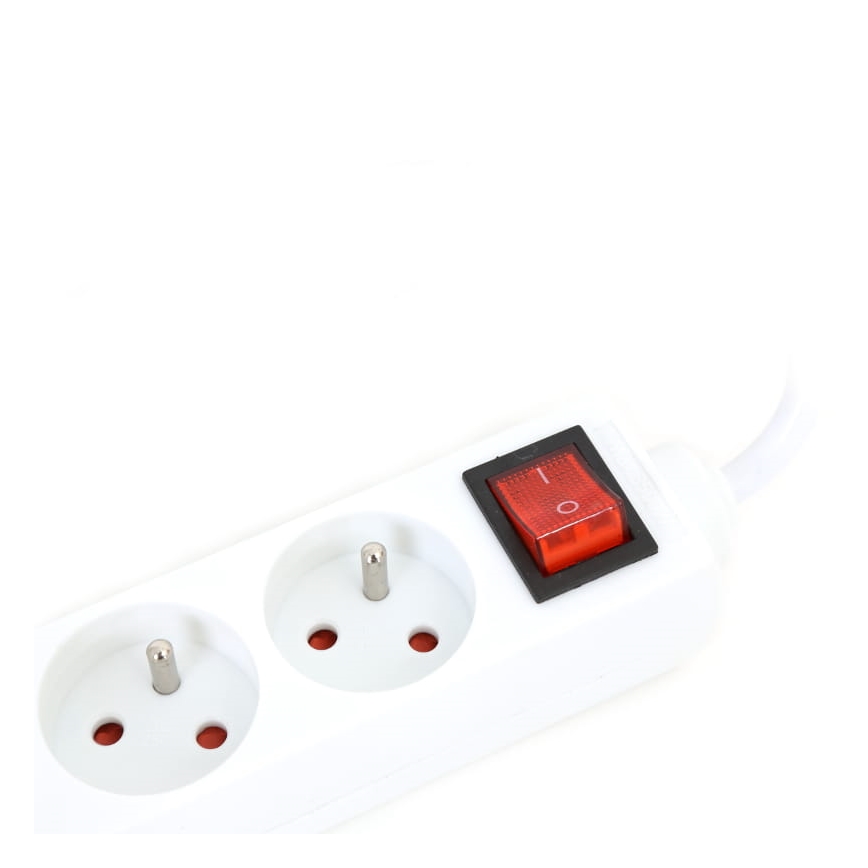 Rallonge avec interrupteur 5Z Type E 5m blanc