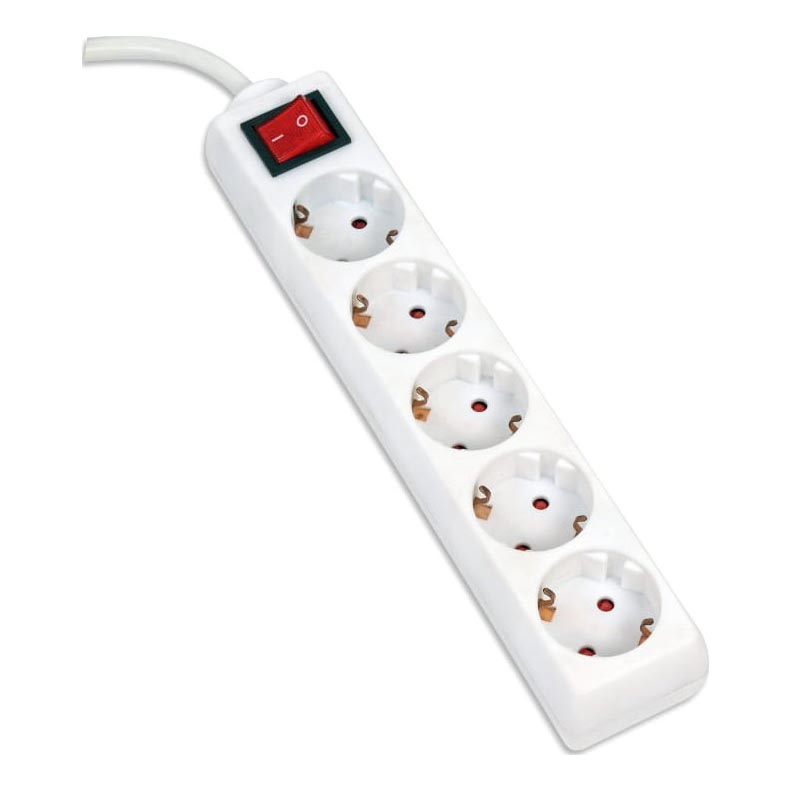 Rallonge avec interrupteur 5Z Type F 5m SCHUKO blanc