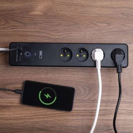 Rallonge connectée avec interrupteur GoSmart 4Z + 1xUSB-A + 1xUSB-C 2 m Wi-Fi Tuya