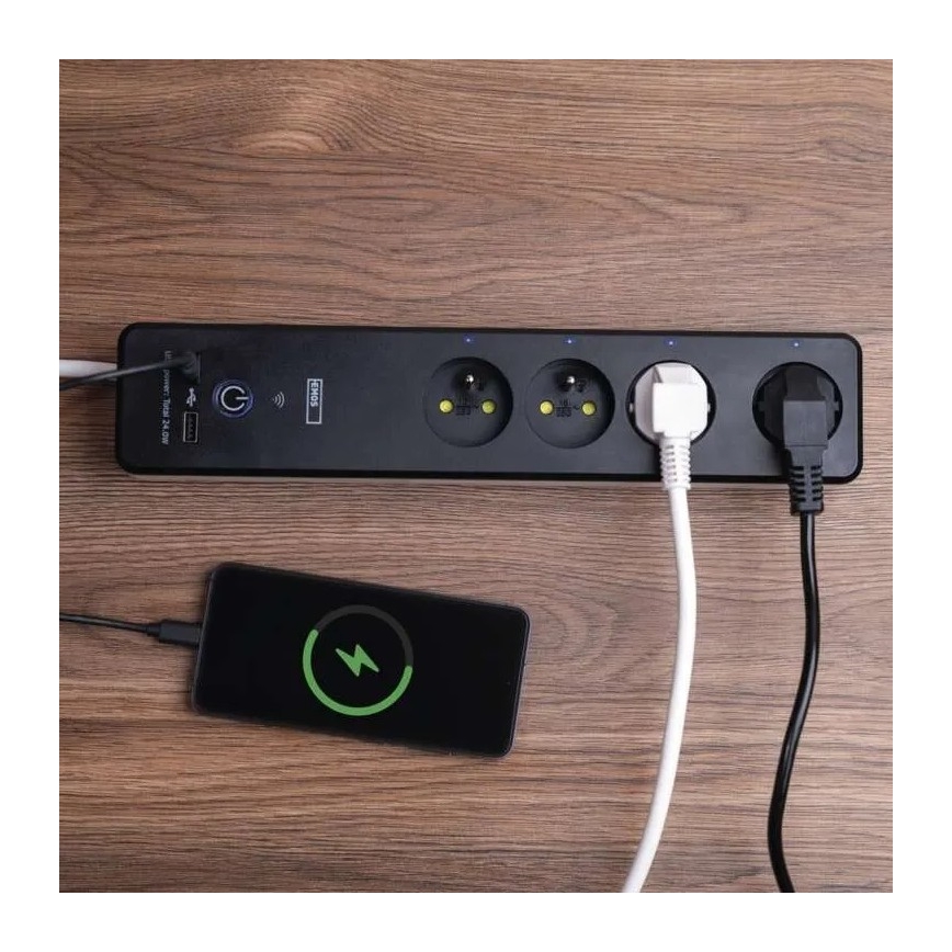 Rallonge connectée avec interrupteur GoSmart 4Z + 1xUSB-A + 1xUSB-C 2 m Wi-Fi Tuya
