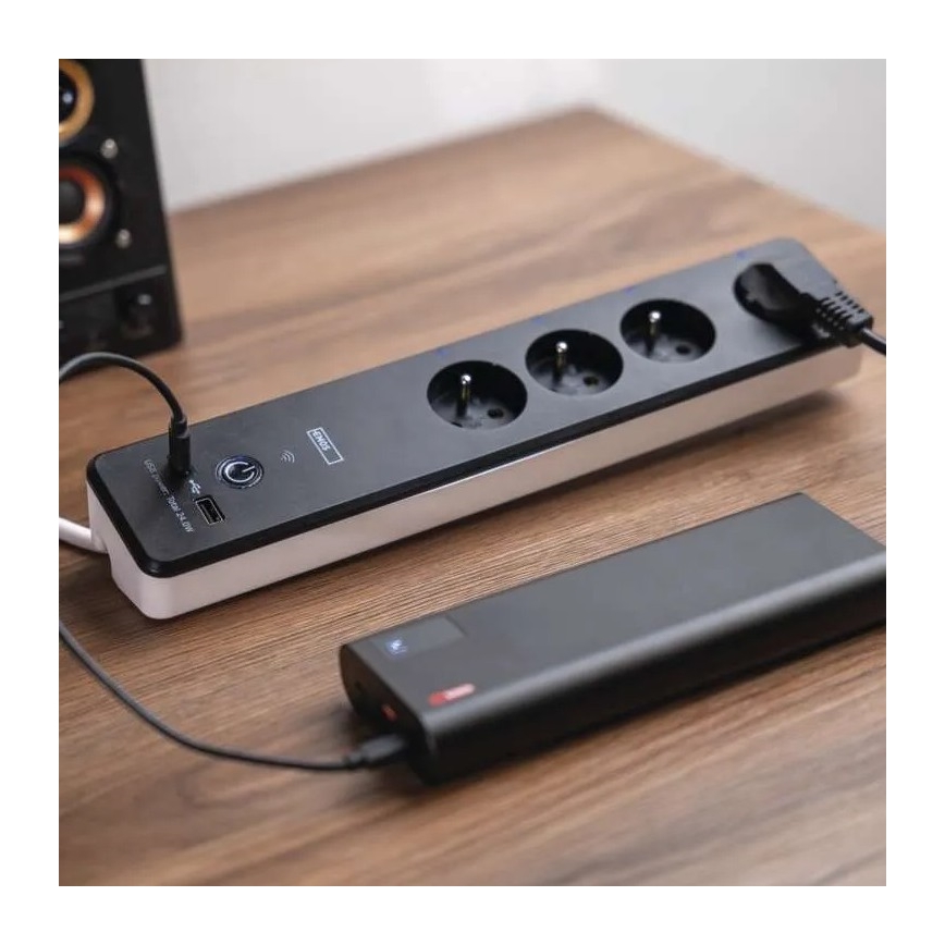 Rallonge connectée avec interrupteur GoSmart 4Z + 1xUSB-A + 1xUSB-C 2 m Wi-Fi Tuya