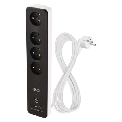 Rallonge connectée avec interrupteur GoSmart 4Z + 1xUSB-A + 1xUSB-C 2 m Wi-Fi Tuya