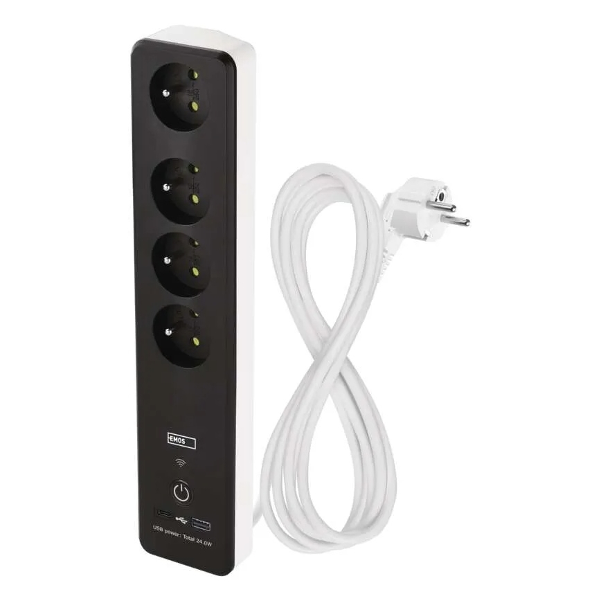 Rallonge connectée avec interrupteur GoSmart 4Z + 1xUSB-A + 1xUSB-C 2 m Wi-Fi Tuya