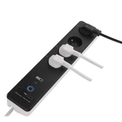 Rallonge connectée avec interrupteur GoSmart 4Z + 1xUSB-A + 1xUSB-C 2 m Wi-Fi Tuya
