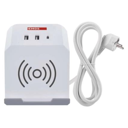 Rallonge cube avec charge sans fil QI 2Z +2xUSB-A+1xUSB-C 2m blanc