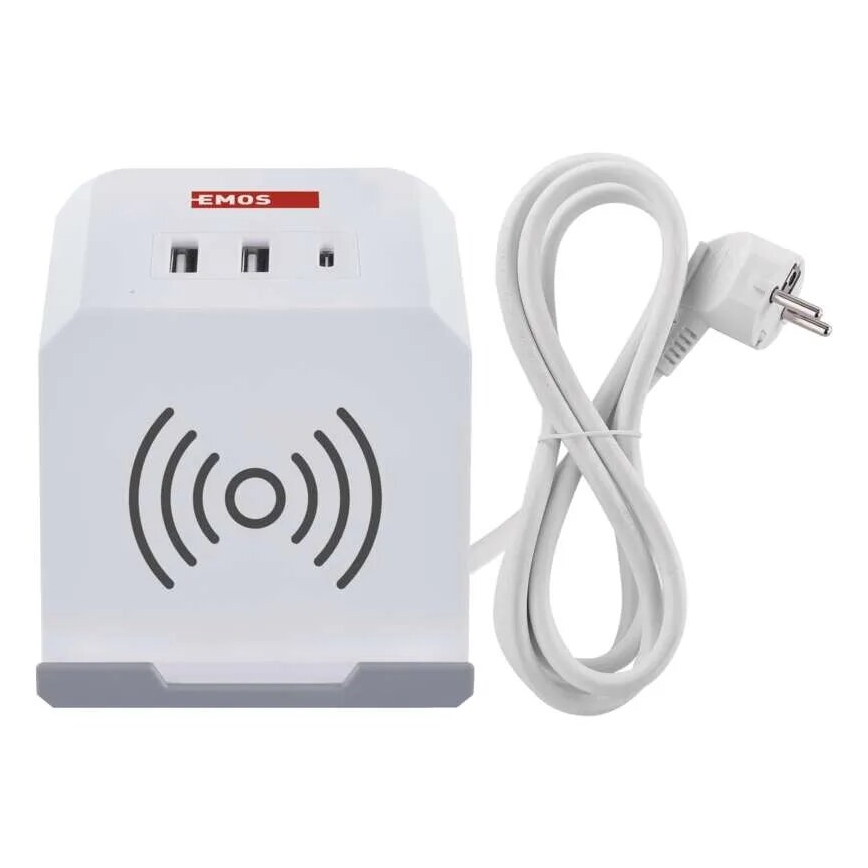 Rallonge cube avec charge sans fil QI 2Z +2xUSB-A+1xUSB-C 2m blanc