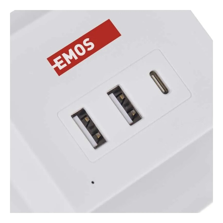 Rallonge cube avec charge sans fil QI 2Z +2xUSB-A+1xUSB-C 2m blanc