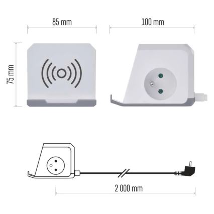 Rallonge cube avec charge sans fil QI 2Z +2xUSB-A+1xUSB-C 2m blanc