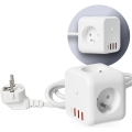 Rallonge cube avec interrupteur LINEA 3x230V + 4xUSB A/C blanc