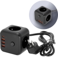 Rallonge cube avec interrupteur LINEA 3x230V + 4xUSB A/C noir