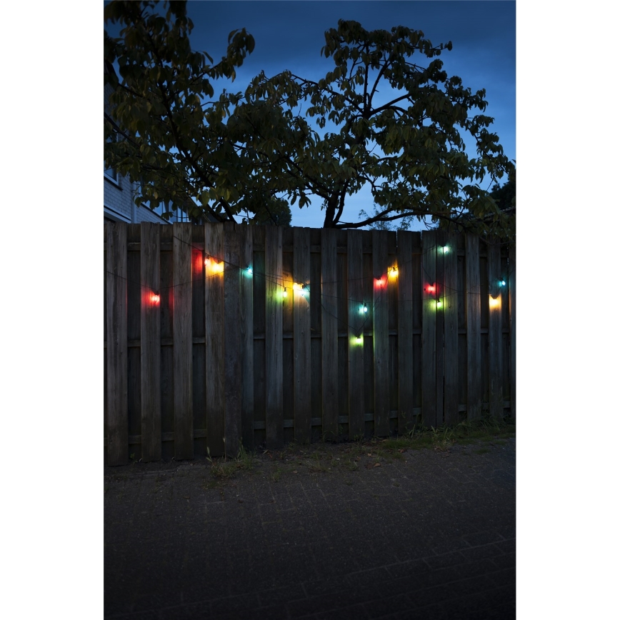 Guirlande LED d'extension pour l'extérieur CONE FILAMENT 20xE10 14 m multicolore / blanc chaud IP44, fabriquée en République tchèque