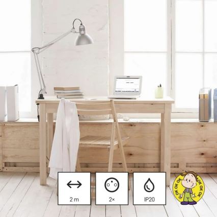 Rallonge électrique 2 prises + 2x USB-A + USB-C 1,4 m