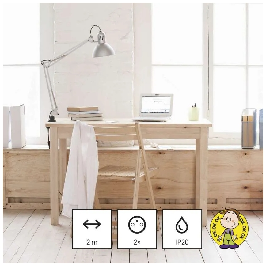 Rallonge électrique 2 prises + 2x USB-A + USB-C 1,4 m