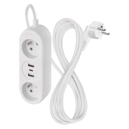 Rallonge électrique 2 prises + 2x USB-A + USB-C 1,4 m