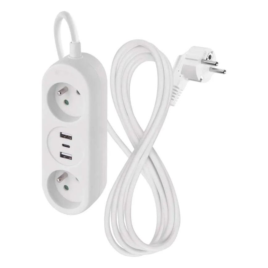 Rallonge électrique 2 prises + 2x USB-A + USB-C 1,4 m