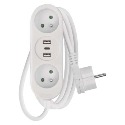 Rallonge électrique 2 prises + 2x USB-A + USB-C 1,4 m