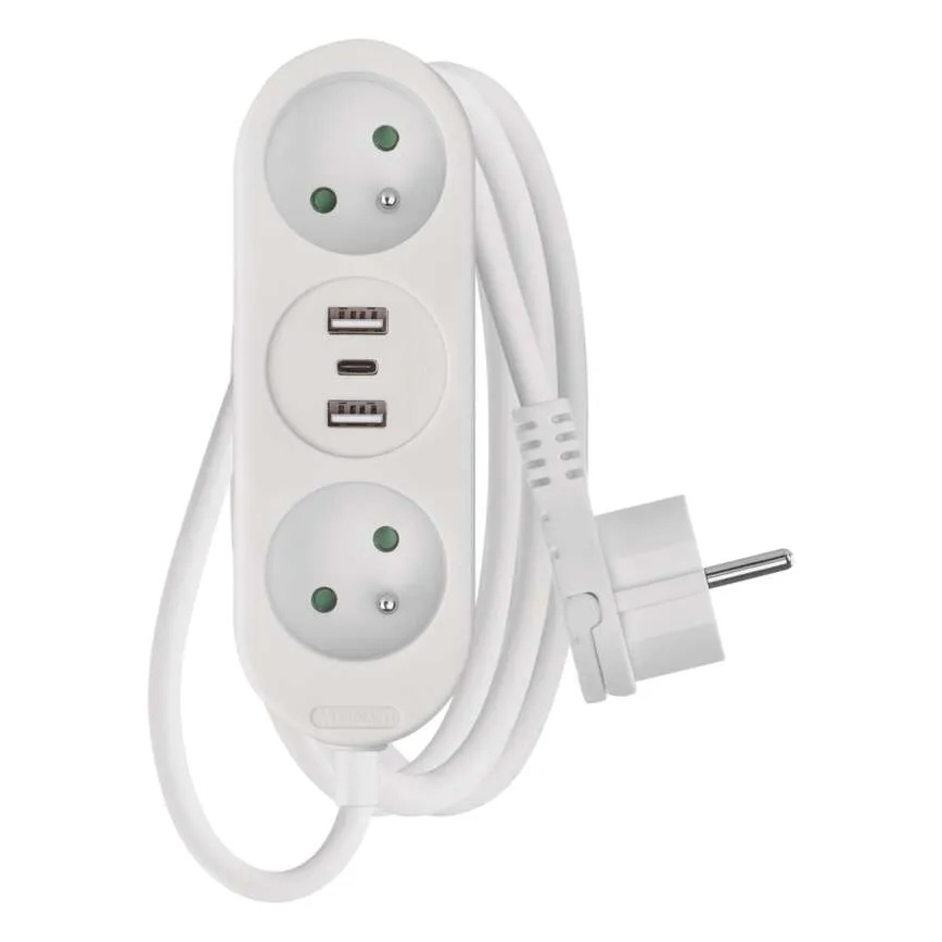 Rallonge électrique 2 prises + 2x USB-A + USB-C 1,4 m