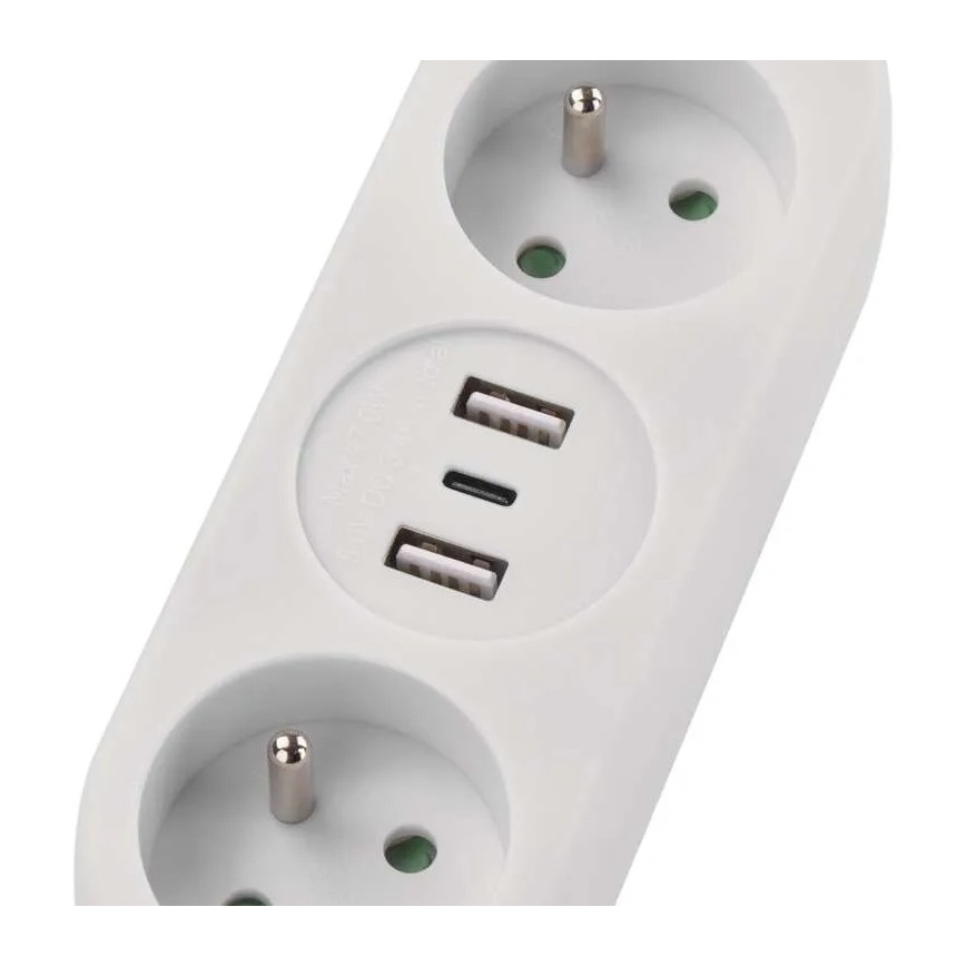 Rallonge électrique 2 prises + 2x USB-A + USB-C 1,4 m