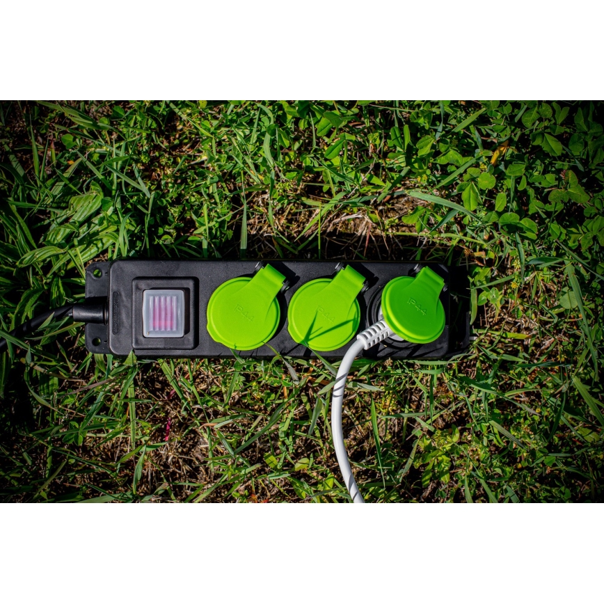 Rallonge électrique 20 m avec interrupteur — 3 prises — IP44