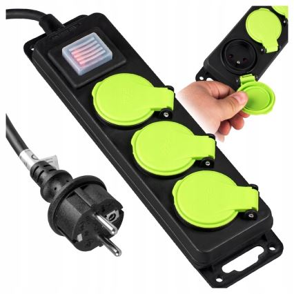 Rallonge électrique 20 m avec interrupteur — 3 prises — IP44